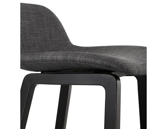 Tabouret snack mi-hauteur BALTIK MINI en tissu gris et pieds en bois noir