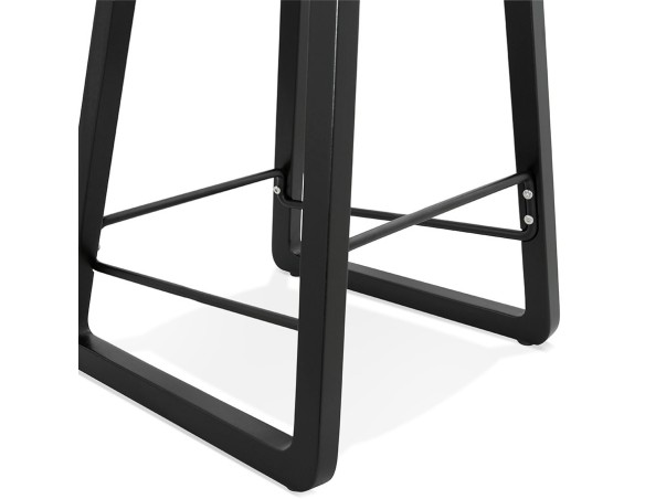 Tabouret snack mi-hauteur BALTIK MINI en tissu gris et pieds en bois noir