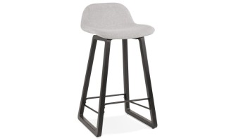 BS02730LGBL 5420072070100 Tabouret snack mi-hauteur BALTIK MINI en tissu gris clair et pieds en bois noir