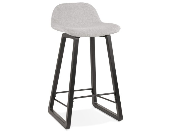 BS02730LGBL 5420072070100 Tabouret snack mi-hauteur BALTIK MINI en tissu gris clair et pieds en bois noir