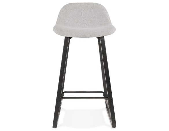 Tabouret snack mi-hauteur BALTIK MINI en tissu gris clair et pieds en bois noir