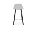 Tabouret snack mi-hauteur BALTIK MINI en tissu gris clair et pieds en bois noir