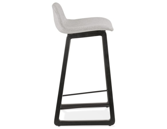 Tabouret snack mi-hauteur BALTIK MINI en tissu gris clair et pieds en bois noir