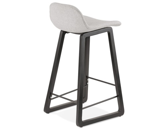 Tabouret snack mi-hauteur BALTIK MINI en tissu gris clair et pieds en bois noir