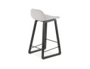 Tabouret snack mi-hauteur BALTIK MINI en tissu gris clair et pieds en bois noir