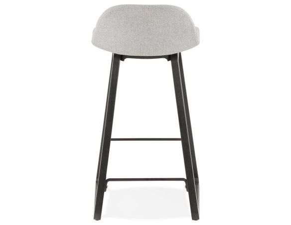 Tabouret snack mi-hauteur BALTIK MINI en tissu gris clair et pieds en bois noir