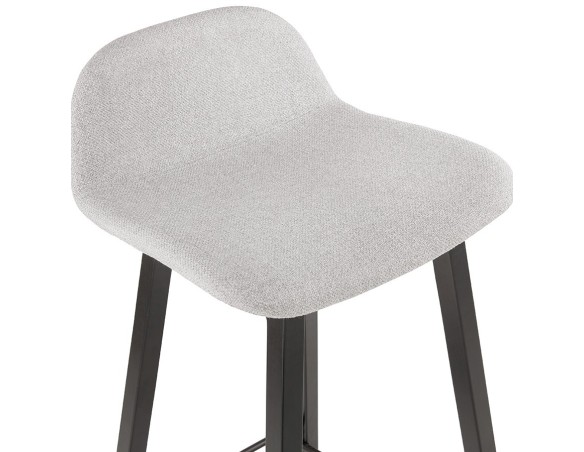 Tabouret snack mi-hauteur BALTIK MINI en tissu gris clair et pieds en bois noir