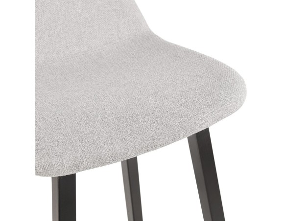 Tabouret snack mi-hauteur BALTIK MINI en tissu gris clair et pieds en bois noir