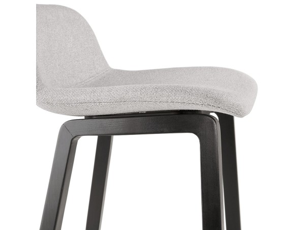 Tabouret snack mi-hauteur BALTIK MINI en tissu gris clair et pieds en bois noir