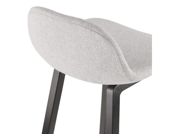 Tabouret snack mi-hauteur BALTIK MINI en tissu gris clair et pieds en bois noir