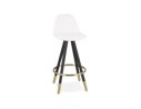 BS06280WHBL 5404028337004 Tabouret snack mi-hauteur CLARISSE MINI en tissu bouloché blanc et 4 pieds en bois noir