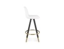 Tabouret snack mi-hauteur CLARISSE MINI en tissu bouloché blanc et 4 pieds en bois noir