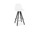 BS06300WHBL 5404028337042 Tabouret snack mi-hauteur FLORENCE MINI en tissu bouloché blanc et 4 pieds en bois noir