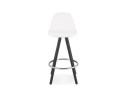 Tabouret snack mi-hauteur FLORENCE MINI en tissu bouloché blanc et 4 pieds en bois noir