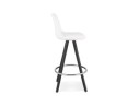 Tabouret snack mi-hauteur FLORENCE MINI en tissu bouloché blanc et 4 pieds en bois noir