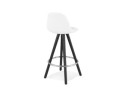 Tabouret snack mi-hauteur FLORENCE MINI en tissu bouloché blanc et 4 pieds en bois noir