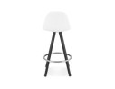 Tabouret snack mi-hauteur FLORENCE MINI en tissu bouloché blanc et 4 pieds en bois noir