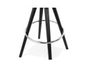 Tabouret snack mi-hauteur FLORENCE MINI en tissu bouloché blanc et 4 pieds en bois noir