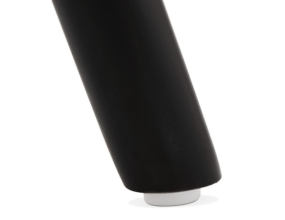 Tabouret snack mi-hauteur FLORENCE MINI en tissu bouloché blanc et 4 pieds en bois noir