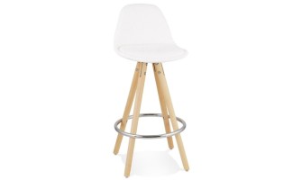 BS06320WHNA 5404028337080 Tabouret snack mi-hauteur FLORENCE MINI en tissu bouloché blanc style scandinave