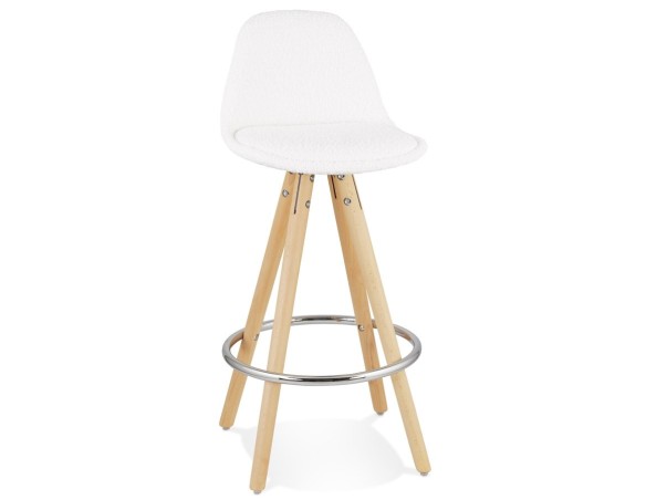 BS06320WHNA 5404028337080 Tabouret snack mi-hauteur FLORENCE MINI en tissu bouloché blanc style scandinave