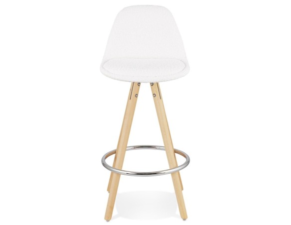 Tabouret snack mi-hauteur FLORENCE MINI en tissu bouloché blanc style scandinave