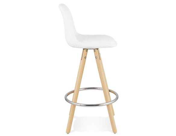 Tabouret snack mi-hauteur FLORENCE MINI en tissu bouloché blanc style scandinave