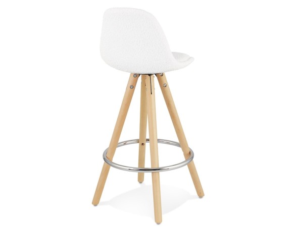 Tabouret snack mi-hauteur FLORENCE MINI en tissu bouloché blanc style scandinave