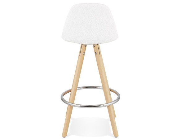 Tabouret snack mi-hauteur FLORENCE MINI en tissu bouloché blanc style scandinave