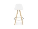 Tabouret snack mi-hauteur FLORENCE MINI en tissu bouloché blanc style scandinave