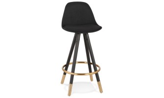 BS04020BLBL 5420072093222 Tabouret snack mi-hauteur vintage GATO MINI en tissu et bois noir