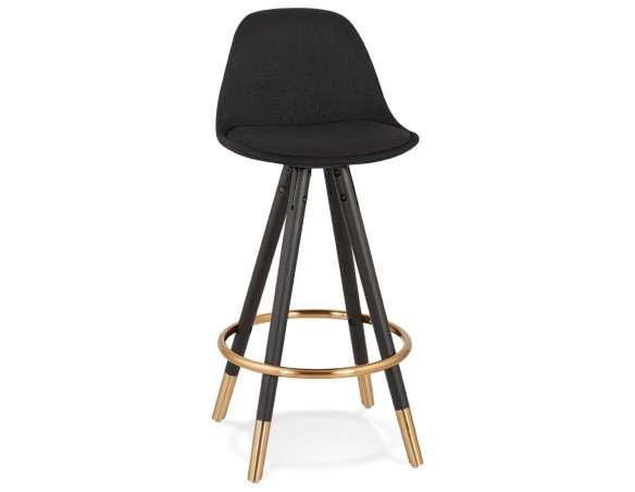 BS04020BLBL 5420072093222 Tabouret snack mi-hauteur vintage GATO MINI en tissu et bois noir