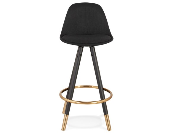 Tabouret snack mi-hauteur vintage GATO MINI en tissu et bois noir