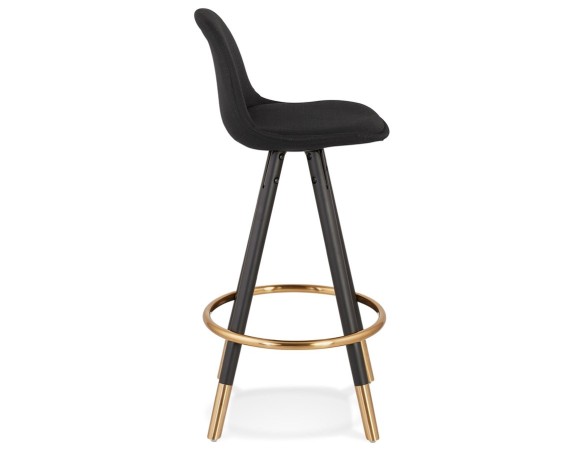 Tabouret snack mi-hauteur vintage GATO MINI en tissu et bois noir