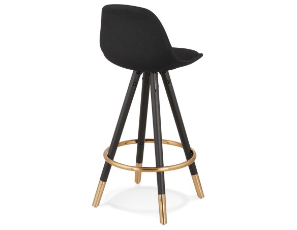 Tabouret snack mi-hauteur vintage GATO MINI en tissu et bois noir