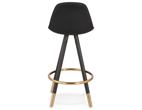 Tabouret snack mi-hauteur vintage GATO MINI en tissu et bois noir