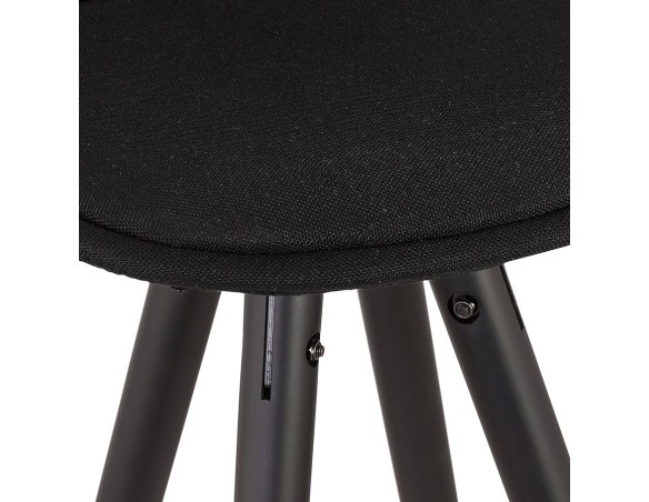 Tabouret snack mi-hauteur vintage GATO MINI en tissu et bois noir