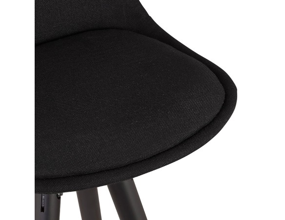 Tabouret snack mi-hauteur vintage GATO MINI en tissu et bois noir
