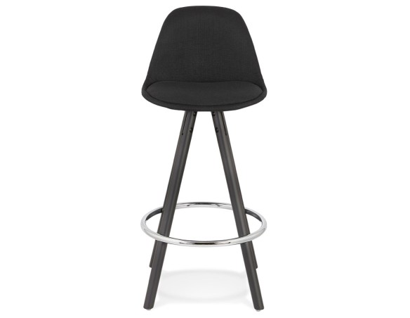 Tabouret snack mi-hauteur design DANI MINI en tissu et bois noir