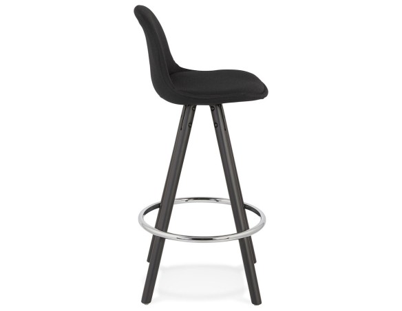 Tabouret snack mi-hauteur design DANI MINI en tissu et bois noir