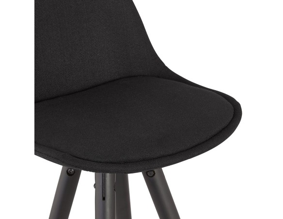 Tabouret snack mi-hauteur design DANI MINI en tissu et bois noir