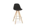 BS04060BLNA 5420072093307 Tabouret snack mi-hauteur design DANI MINI en tissu noir et pieds en bois naturel