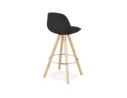 Tabouret snack mi-hauteur design DANI MINI en tissu noir et pieds en bois naturel