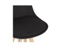 Tabouret snack mi-hauteur design DANI MINI en tissu noir et pieds en bois naturel