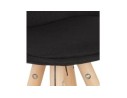Tabouret snack mi-hauteur design DANI MINI en tissu noir et pieds en bois naturel