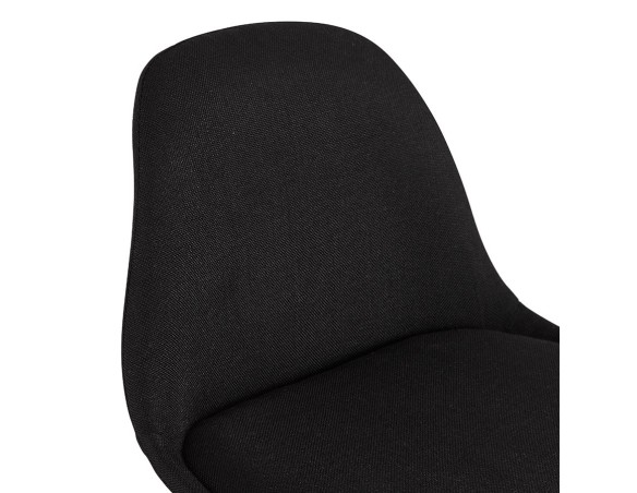 Tabouret snack mi-hauteur design DANI MINI en tissu noir et pieds en bois naturel