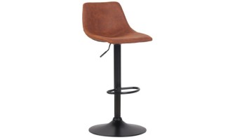 BS05430BRBL 5404028317211 Tabouret réglable design OMALET en microfibre brune et pied en métal noir