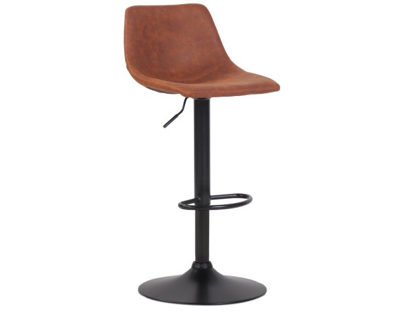 BS05430BRBL 5404028317211 Tabouret réglable design OMALET en microfibre brune et pied en métal noir