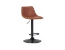 Tabouret réglable design OMALET en microfibre brune et pied en métal noir