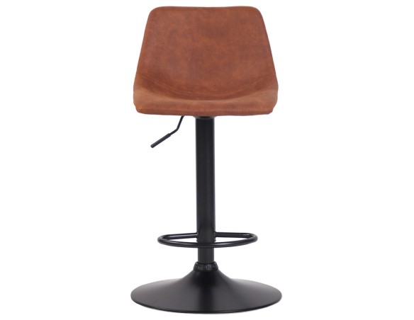 Tabouret réglable design OMALET en microfibre brune et pied en métal noir